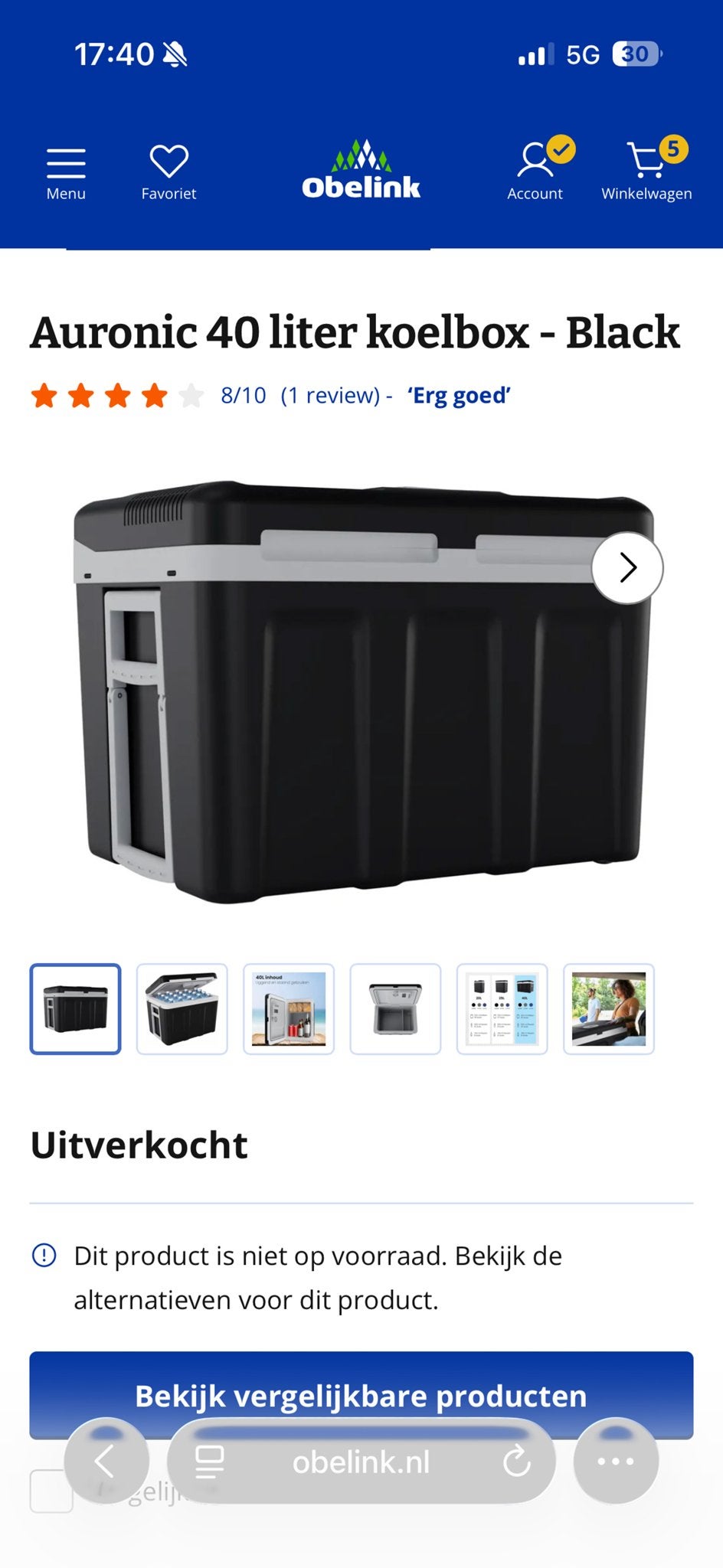 Auronics 40 liter koelbox - Zwart, Ophalen, Nieuw, Koelbox, Elektrisch