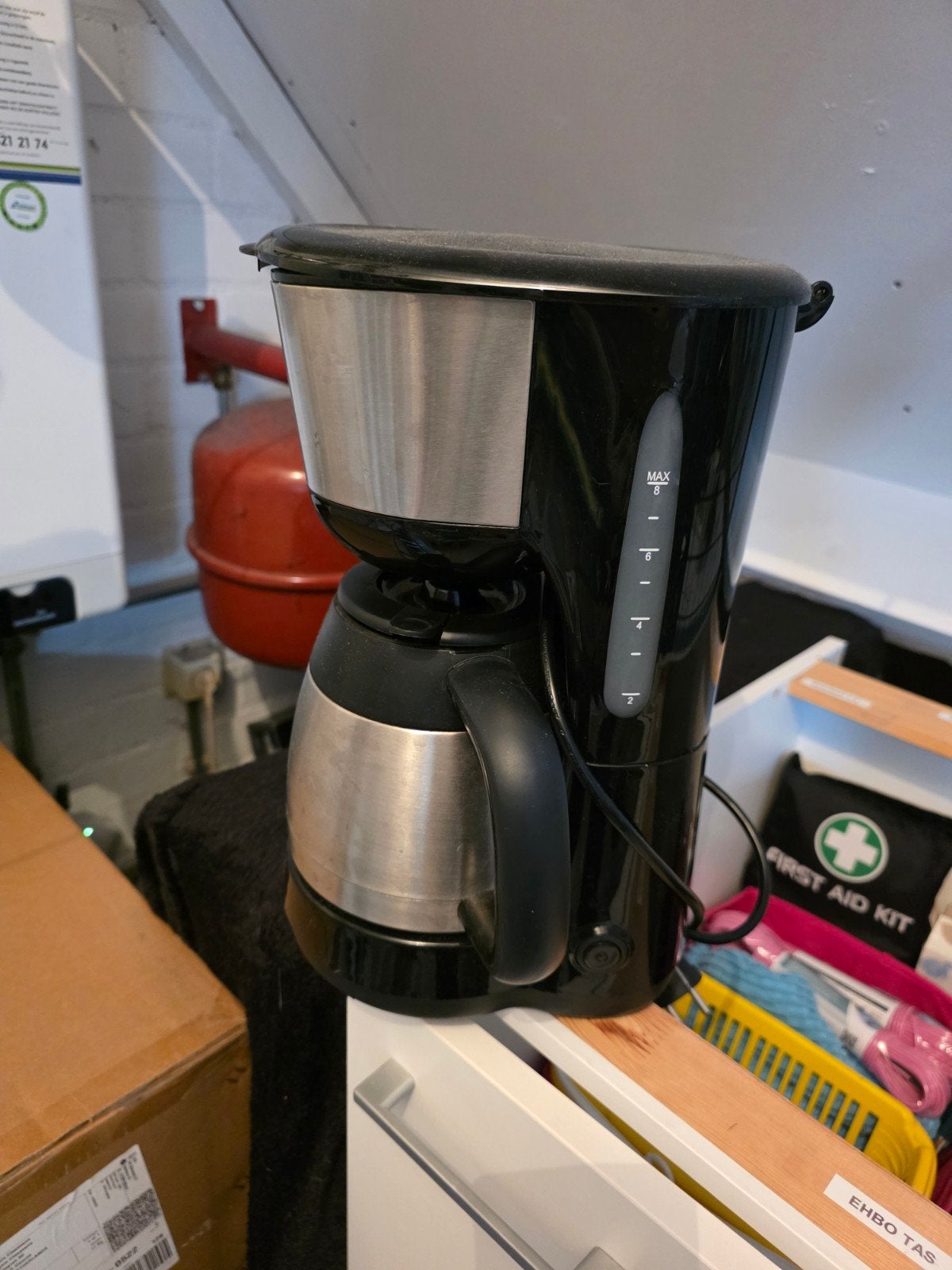 Koffiezetapparaat met thermoskan, Witgoed en Apparatuur, Koffiezetapparaten, 10 kopjes of meer, Ophalen, Koffiemachine