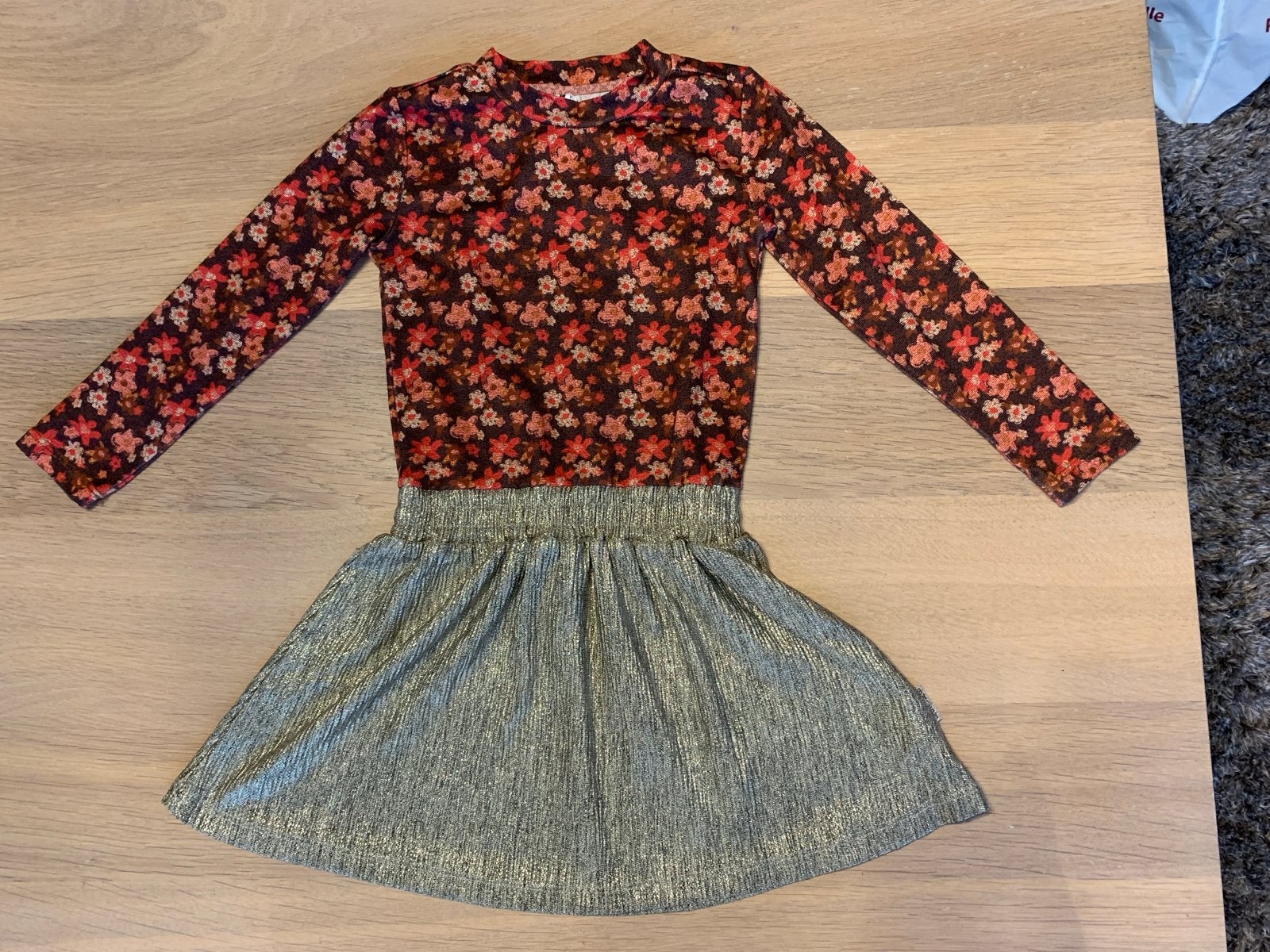 B.Nosy  jurkje met bloemenprint en glitterrokje, maat 104, Kinderen en Baby's, Ophalen of Verzenden, Zo goed als nieuw, Meisje