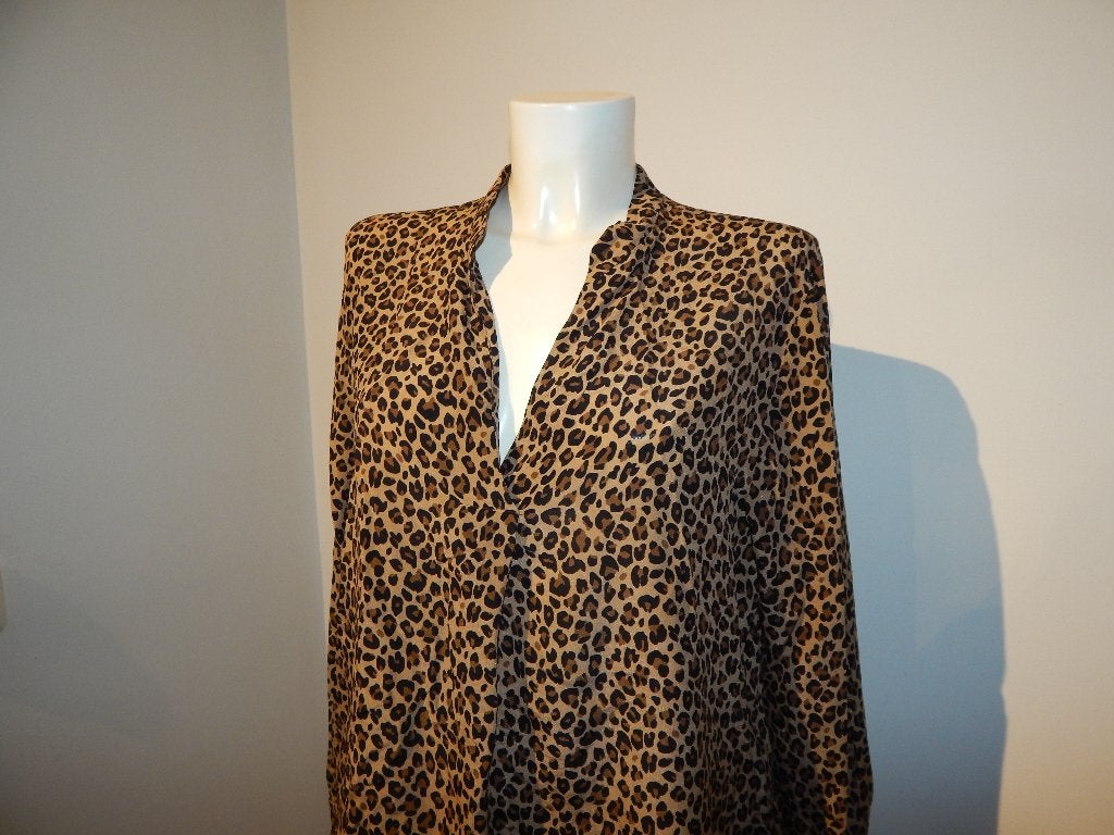 Marccain zijde top jaguar print natuurlijke tinten trendy N5, Maat 38/40 (M), Zo goed als nieuw, Lange mouw, Marccain