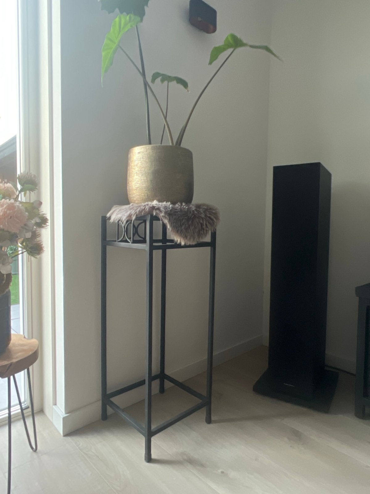Zwart metalen bijzettafel 80 cm, Ophalen, Gebruikt, Zwart, Metaal
