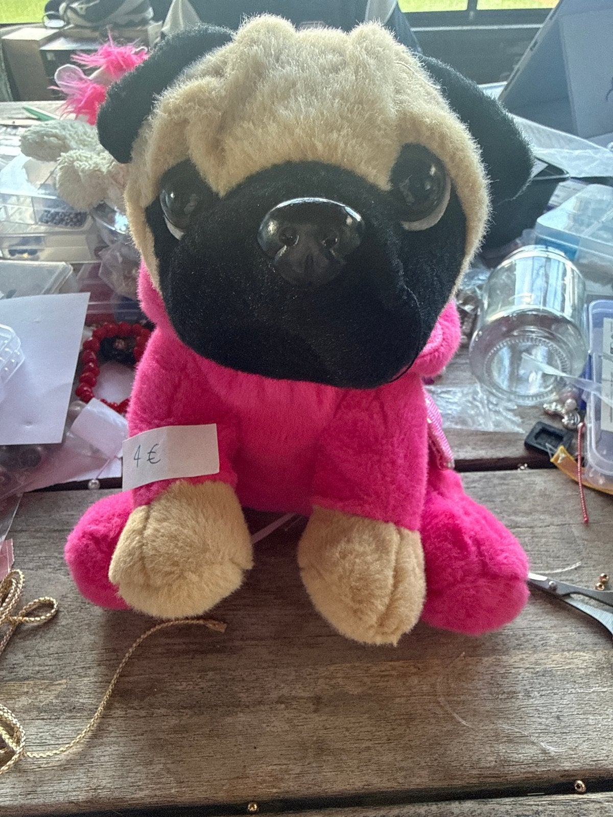 Leuke roze mopshond knuffel, Ophalen of Verzenden, Gebruikt, Roze, Hond