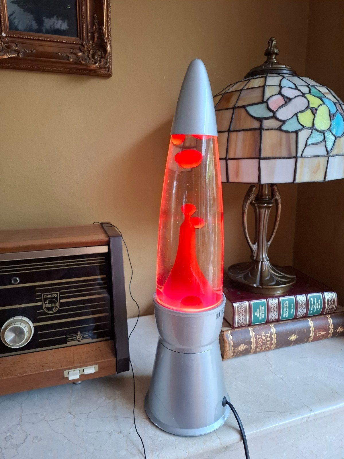 grote lavalamp met Oranje Wax, Huis en Inrichting, Ophalen of Verzenden