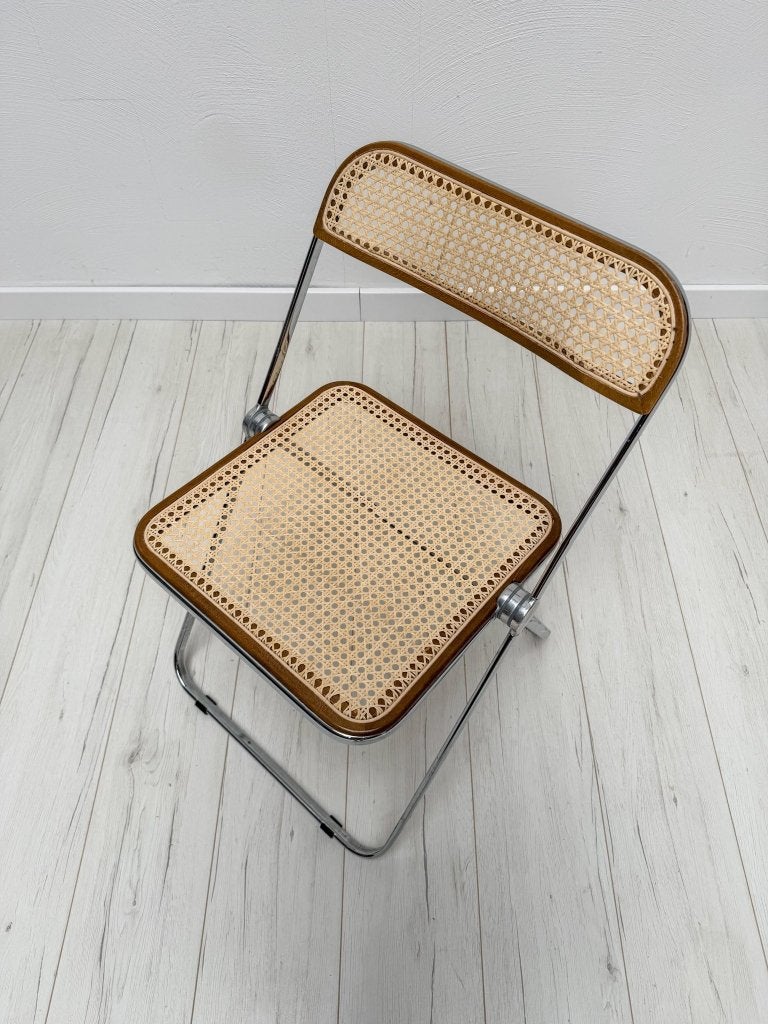 Plia klapstoel riet Giancarlo Piretti Castelli vintage 60s, Huis en Inrichting, Vintage, Ophalen of Verzenden, Zo goed als nieuw