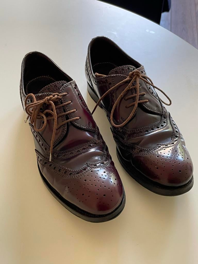 Vintage Yves Saint Laurent Brogues - Bordeaux Leer, Overige typen, Ophalen of Verzenden, Gedragen, Rood