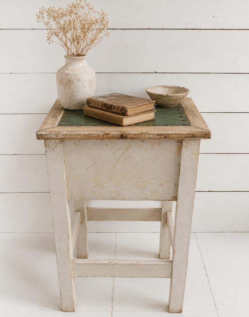 Franse patina shabby kruk / tafeltje met klep., Ophalen of Verzenden, Gebruikt, Hout