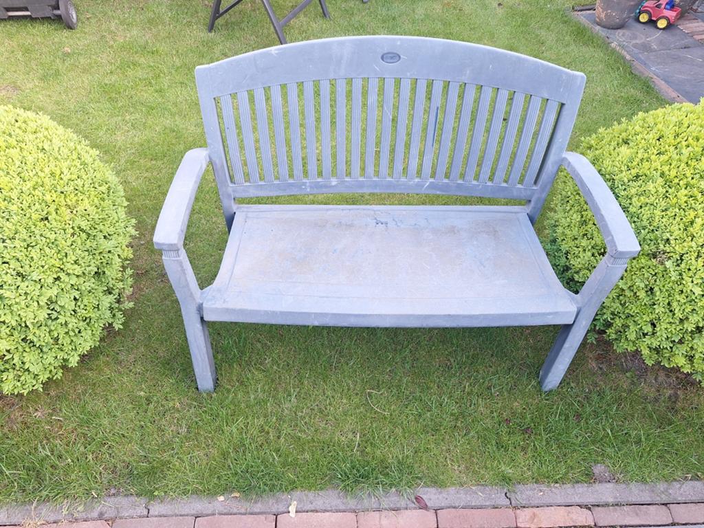 Hartman Tuinbank en Tuinstoel - blauw Kunststof, Tuin en Terras, Tuinstoelen, Ophalen, Gebruikt, Kunststof