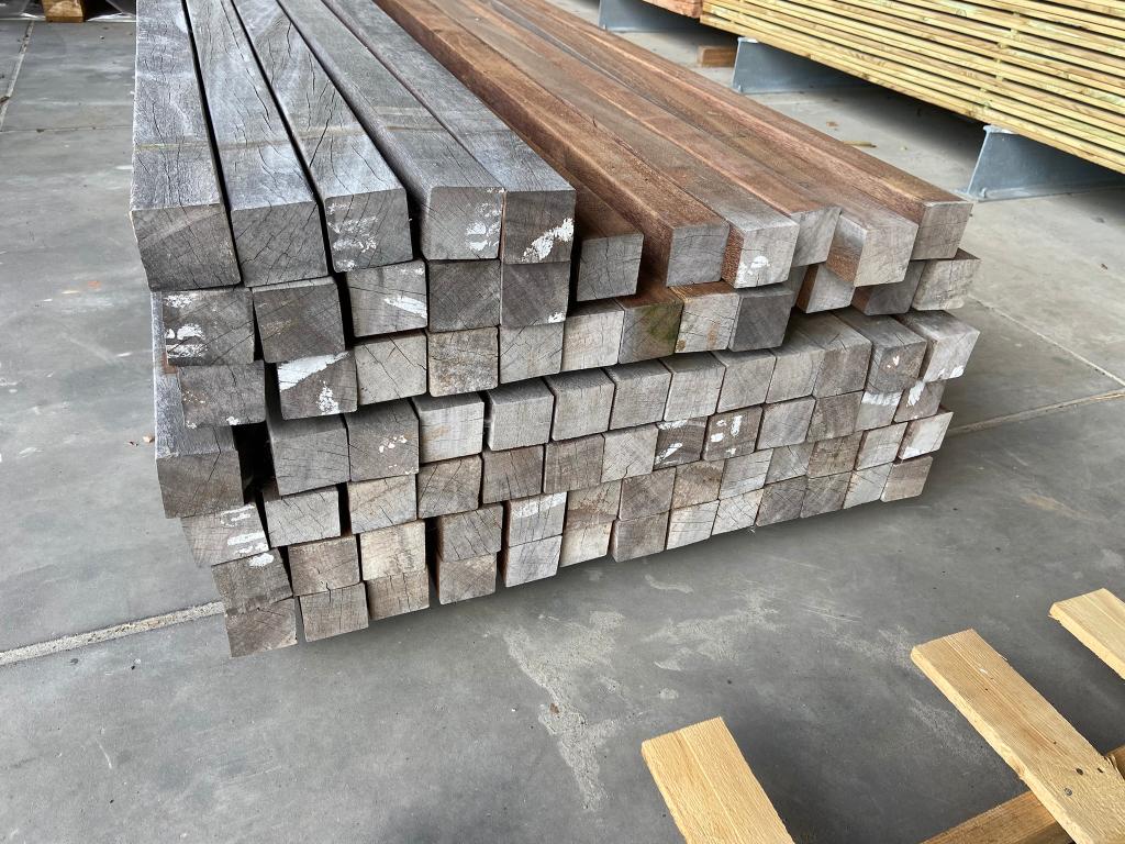 Azobé paal geschaafd 6,5x6,5x270 cm (Op is Op) - J&W 155, Ophalen, Palen, Nieuw, Hardhout
