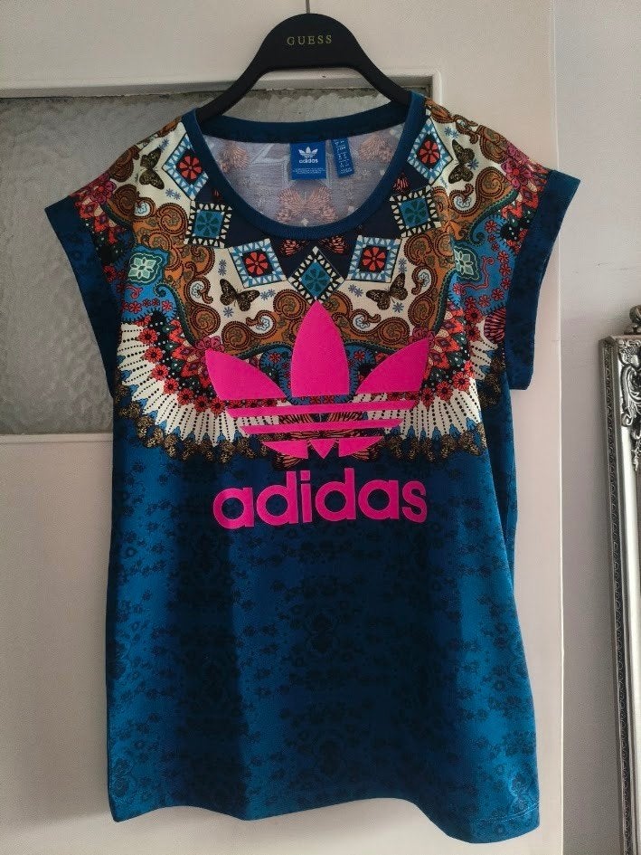 Adidas dames shirt petrol blauw ( bohemian stijl ), Ophalen of Verzenden, Zo goed als nieuw, Korte mouw, Maat 34 (XS) of kleiner