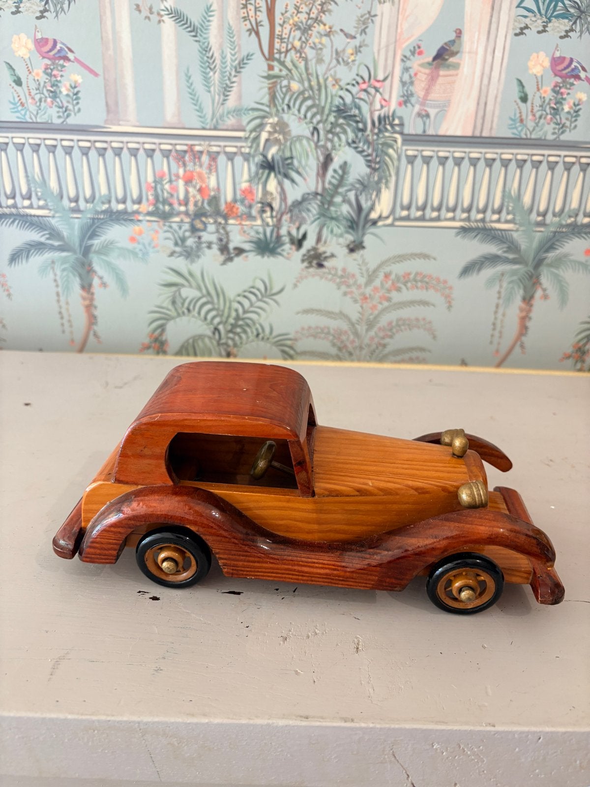 Prachtige houten modelauto - Klassieke oldtimer (25 cm), Overige merken, Auto, Groter dan 1:32, Ophalen of Verzenden