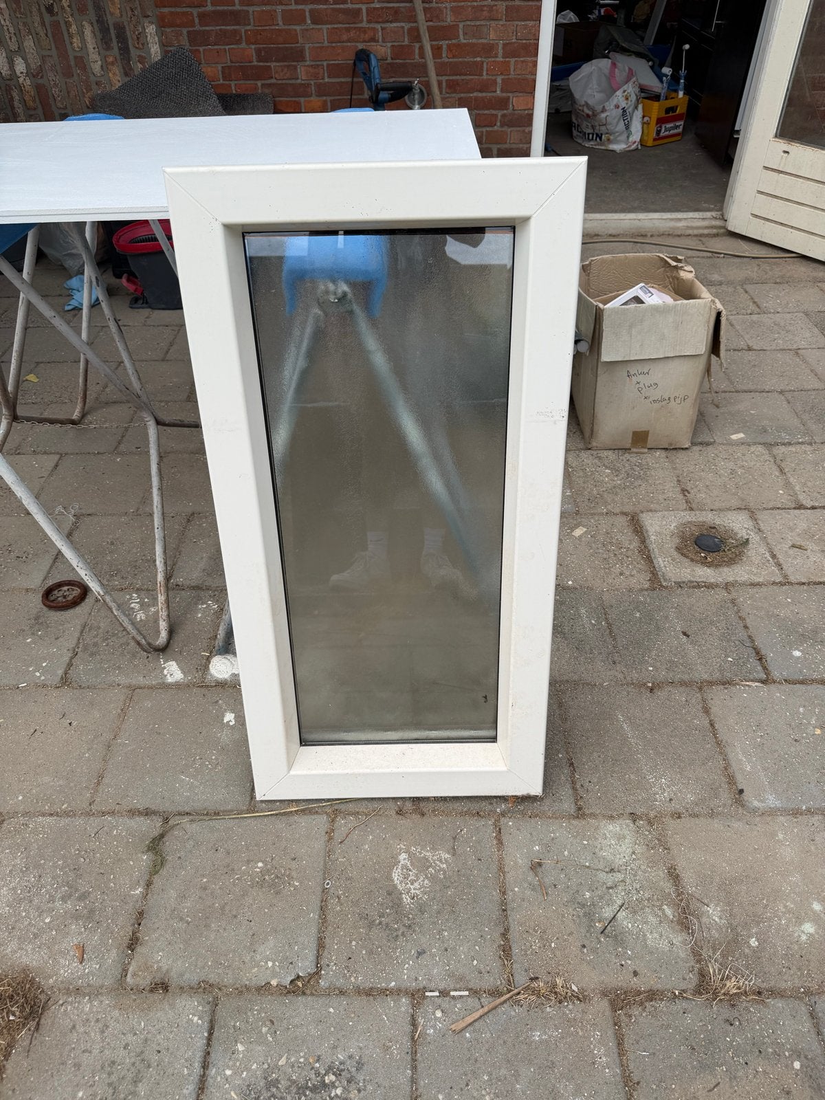 Kunststof kozijn met dubbel glas - Gebruikt, Doe-het-zelf en Verbouw, Glas en Ramen, Gebruikt, Gevelraam of Ruit, 80 tot 120 cm