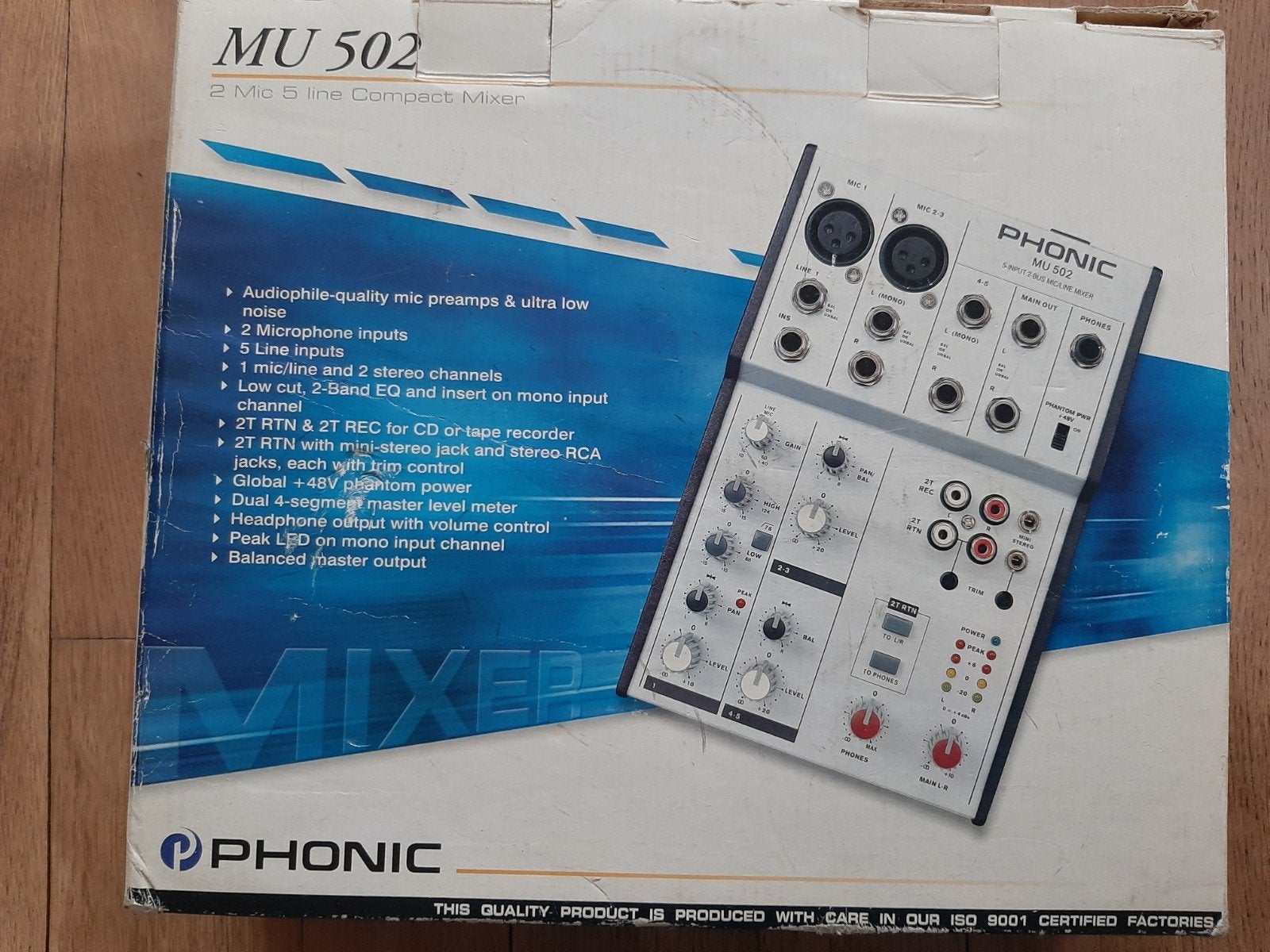 Phonic MU 502 5-input 2-bus Mic/Line Mixer, Ophalen of Verzenden, Zo goed als nieuw, 5 tot 10 kanalen, Microfooningang