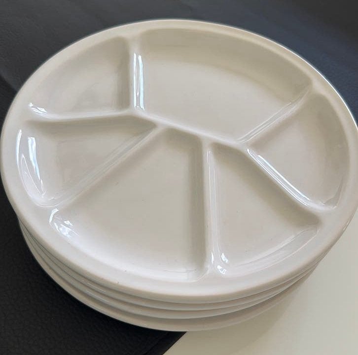 4 Kleine fondue borden, Huis en Inrichting, Keuken | Servies, Ophalen, Zo goed als nieuw, Bord(en), Overige stijlen