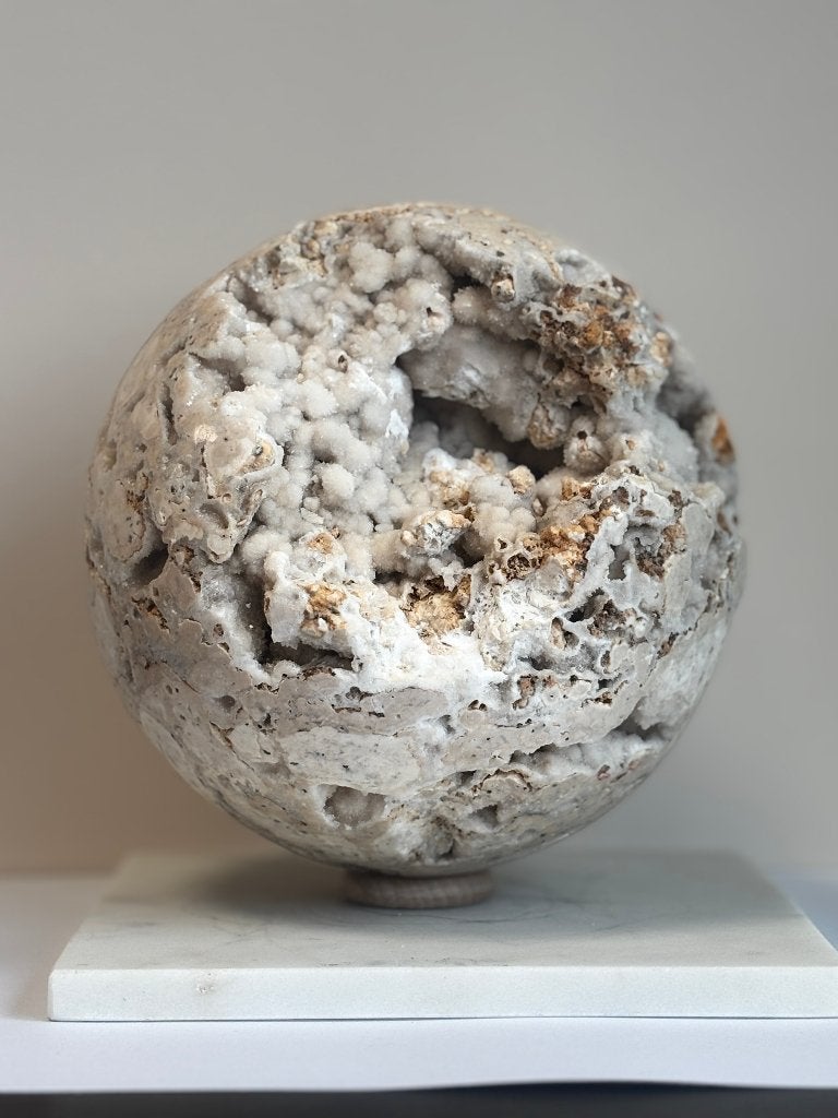 XXL Calciet Bol met Druzy Kristallen | Verzamelobject, Ophalen of Verzenden, Mineraal
