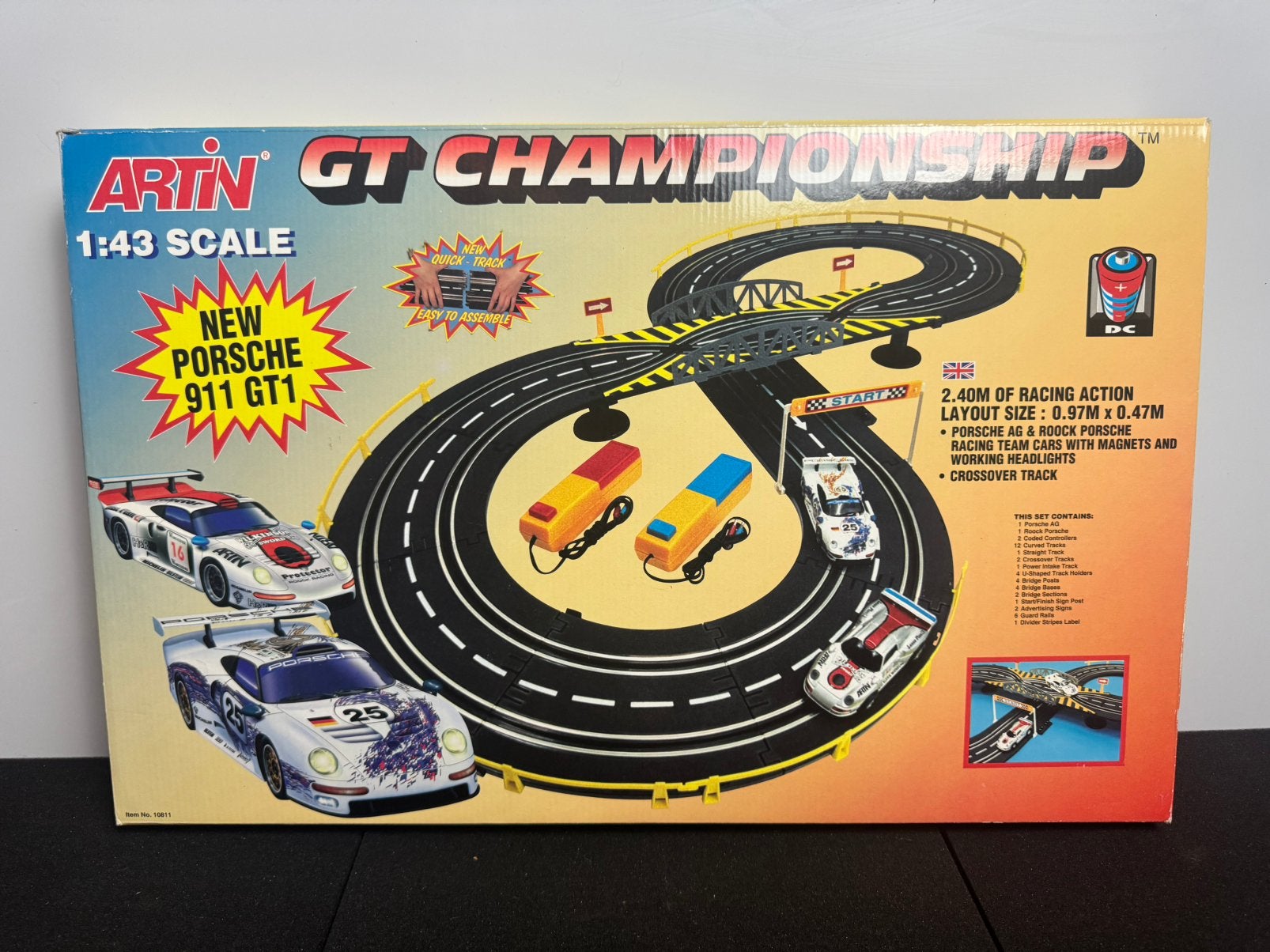 Vintage slotcar set — Porsche 911 GT1 — nieuw in doos, Ophalen of Verzenden, Zo goed als nieuw