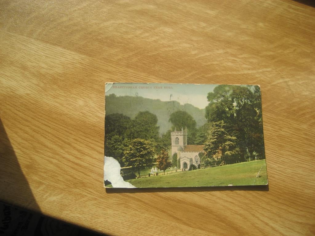 heel oude ansicht Brantingham church near Hull (Engeland), Ophalen of Verzenden, 1920 tot 1940, Gelopen, Engeland