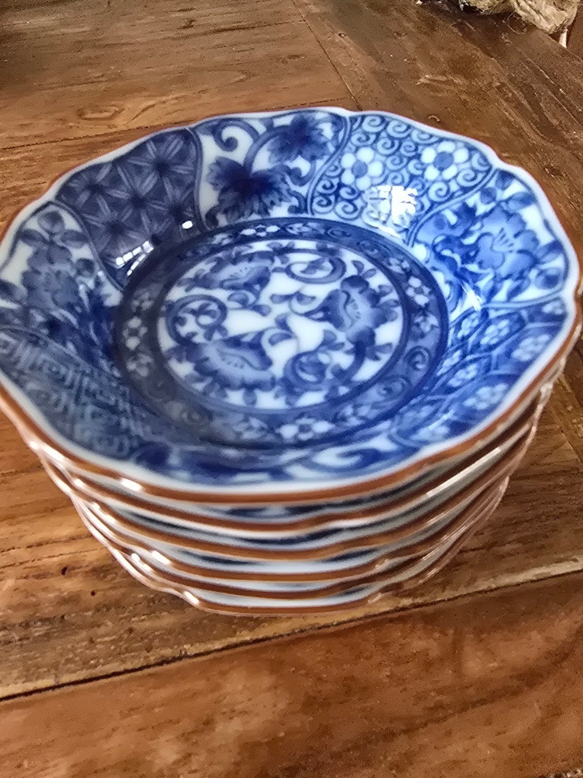 Set van 6 Japanse porseleinen schaaltjes, blauw-wit, Antiek en Kunst, Ophalen