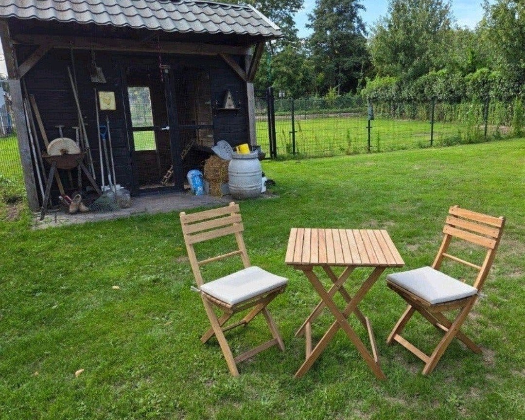 TEAK HOUTEN BISTROSET INKLAPBAAR 3 DELIG, Ophalen, Nieuw