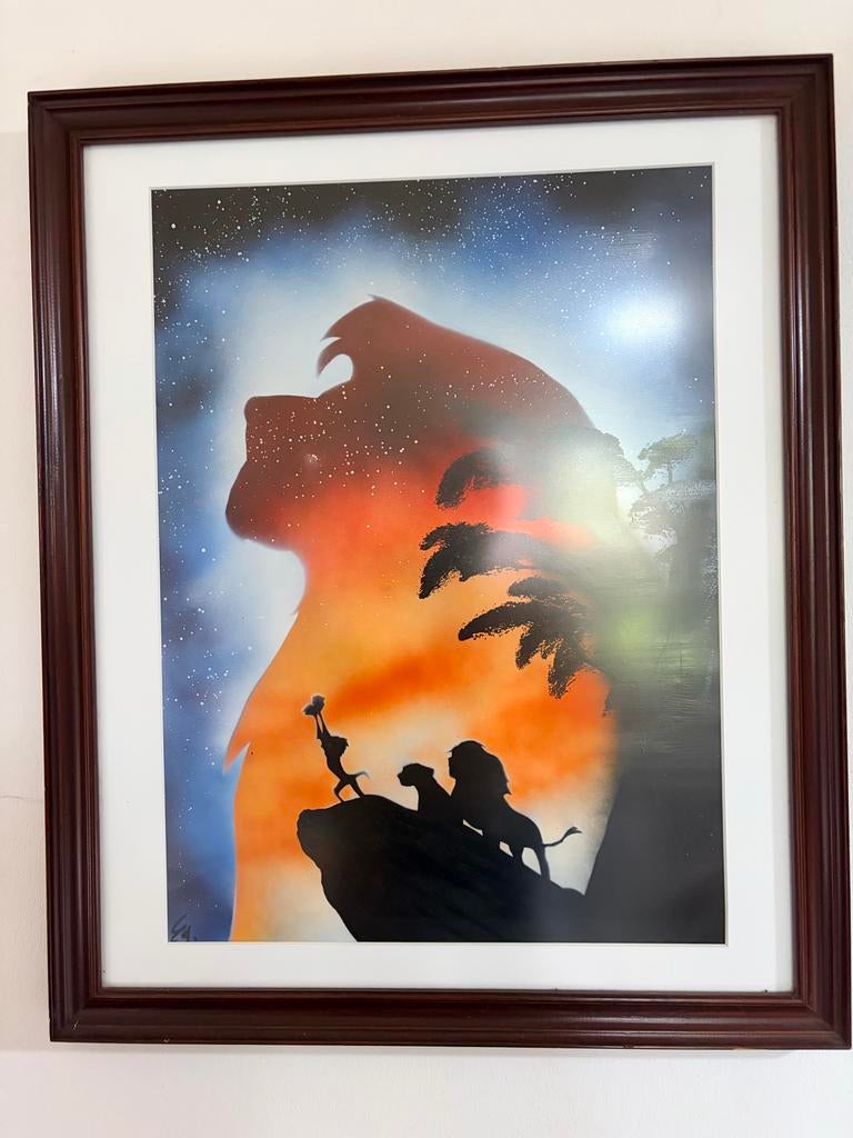 Ingelijste Disney Leeuwenkoning Muurschildering, Ophalen of Verzenden, Zo goed als nieuw
