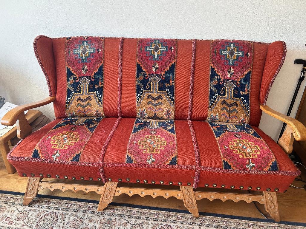 Uniek vintage bankstel met Kelim bekleding, Ophalen, Gebruikt, 150 tot 200 cm, Vintage