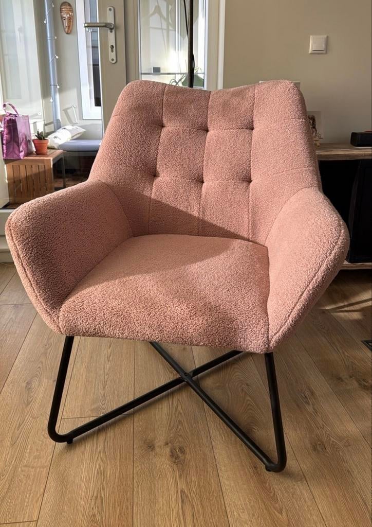Kwantum roze teddystoel - Comfortabele fauteuil, Huis en Inrichting, Stoelen, Overige kleuren, Ophalen of Verzenden, Zo goed als nieuw