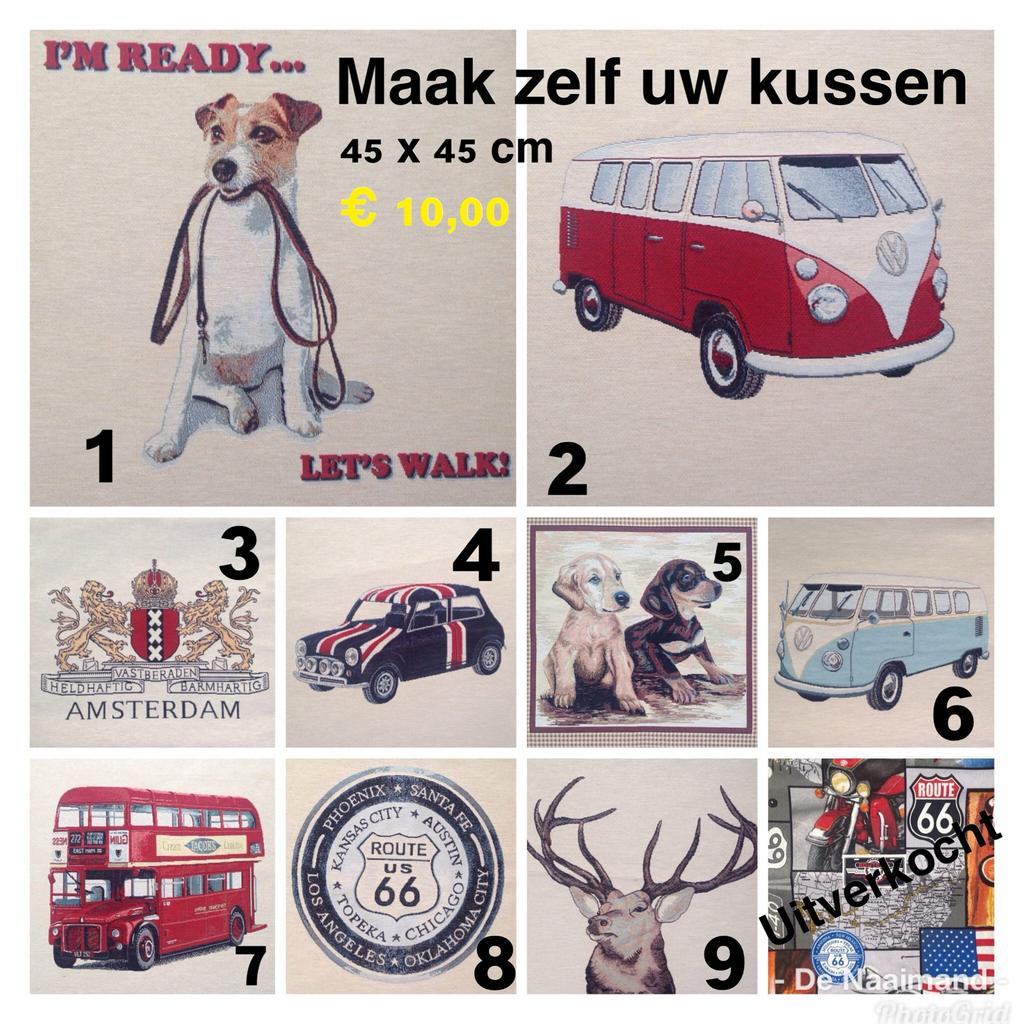 Maak zelf uw kussen - Diverse patronen 45x45 cm, Ophalen of Verzenden, Nieuw, Vierkant