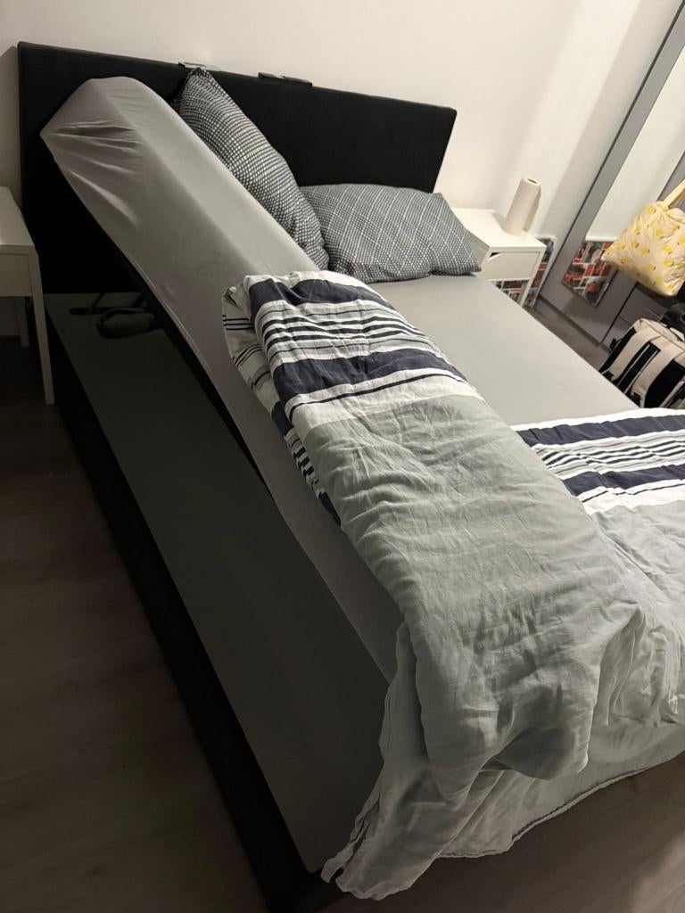 Opbergboxspring Storio, Ophalen, Overige materialen, Zwart, Tweepersoons
