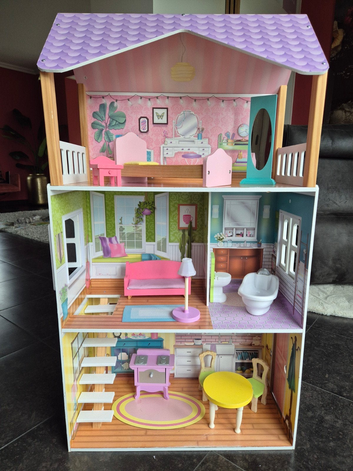Prachtig KidKraft Poppy poppenhuis – compleet met meubels, Ophalen, Poppenhuis