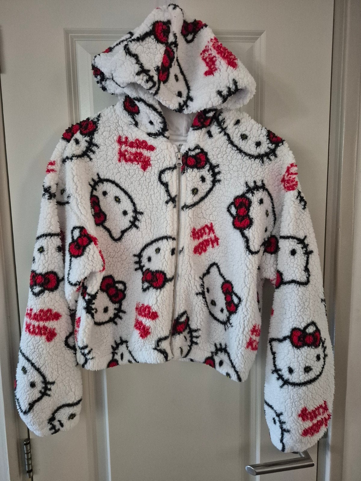 H&M 146 152 hello kitty vest wit rood warm cropped, Ophalen of Verzenden, Meisje