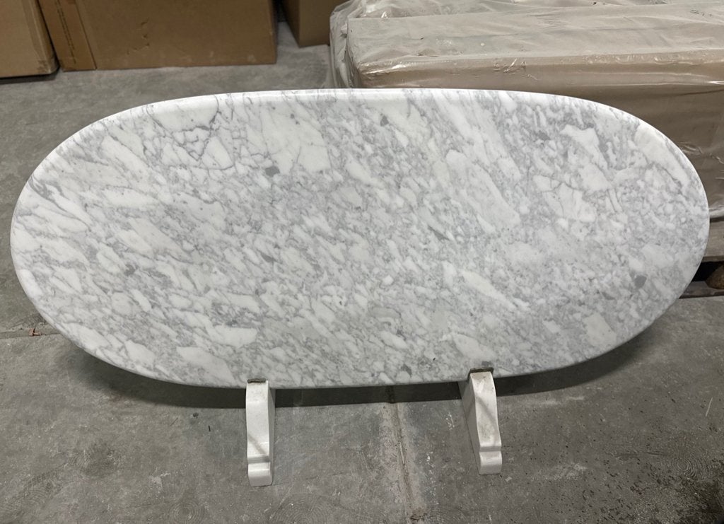 Marmeren tafel - Carrara marmer 3cm dik met bullnose rand, Ophalen, Overige materialen, 100 tot 150 cm, Nieuw