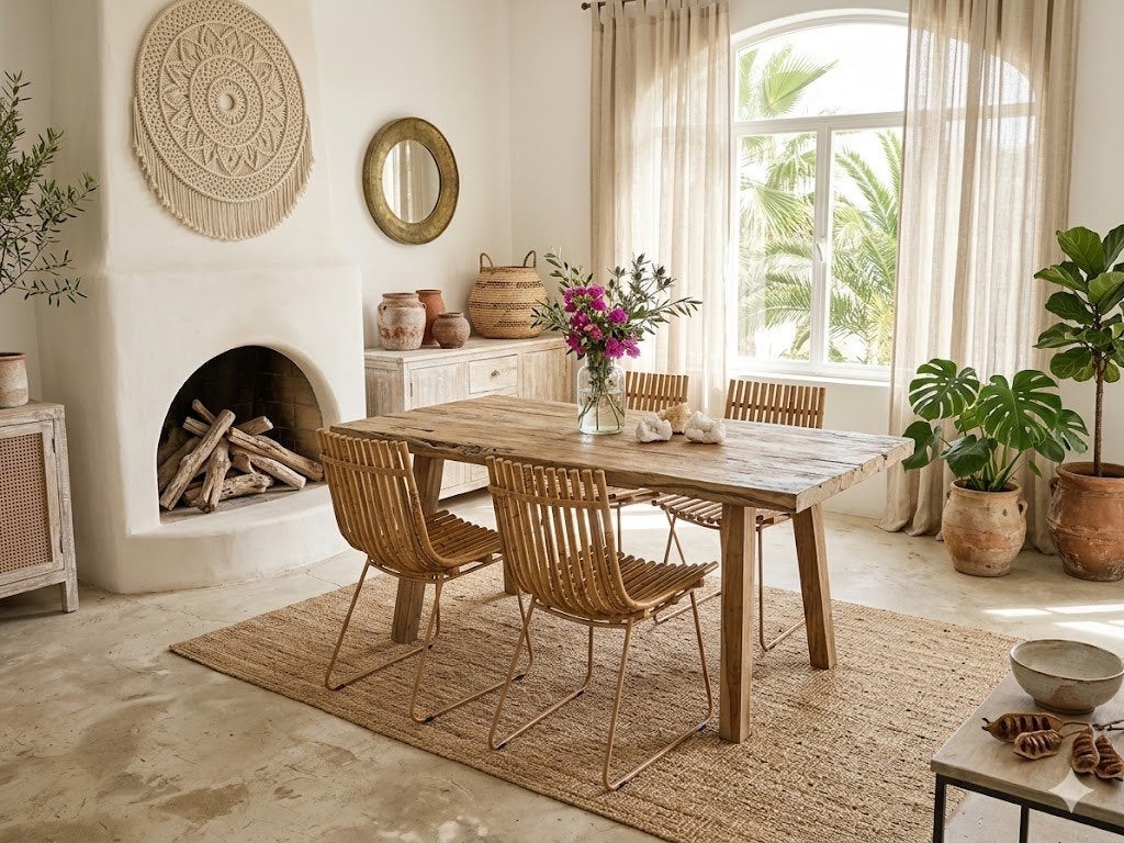 4 Hele Mooie Nieuwe Design Bamboe Stoelen Ibiza/Boho, Huis en Inrichting, Stoelen, Ophalen, Overige kleuren, Ibiza/Boho/Botanisch