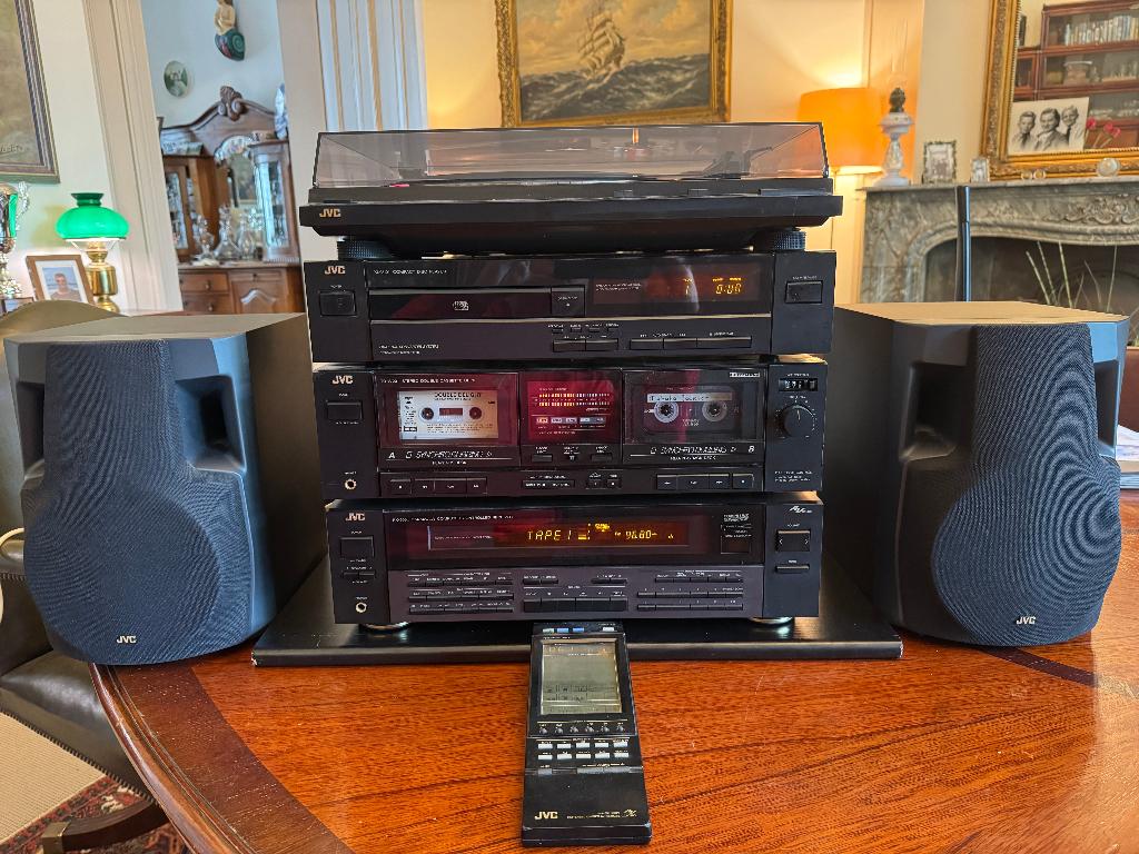 JVC STEREOSET PLATENSPELER CASSETTE CD-SPELER RECEIVER '90, Ophalen, Gebruikt, Tuner of Radio, JVC