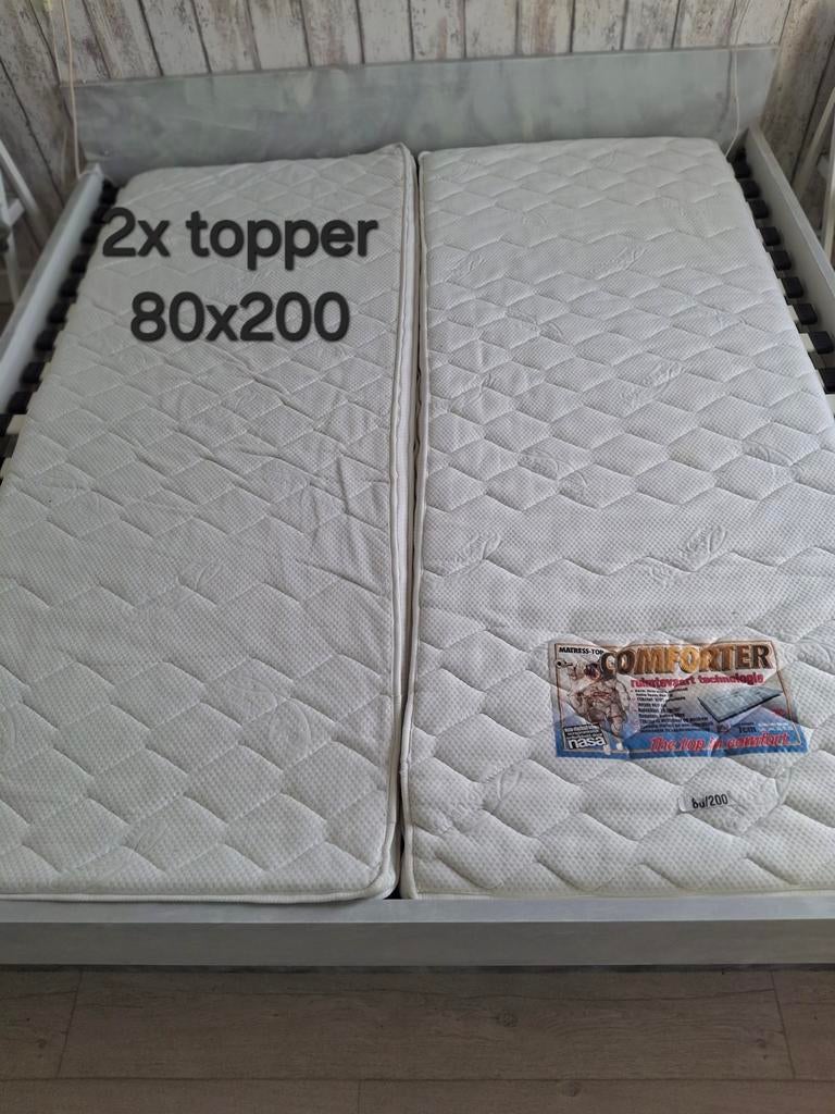 2x Topmatras 80x200 met wasbare tijkstof hoes, Eenpersoons, Ophalen of Verzenden, Zo goed als nieuw, 80 cm