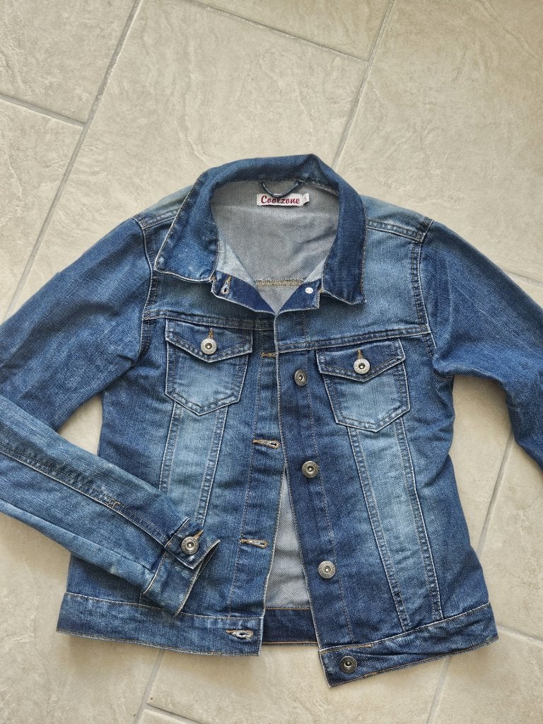 Spijkerjack blauw, maat S, Ophalen of Verzenden, Zo goed als nieuw, Maat 36 (S), Blauw