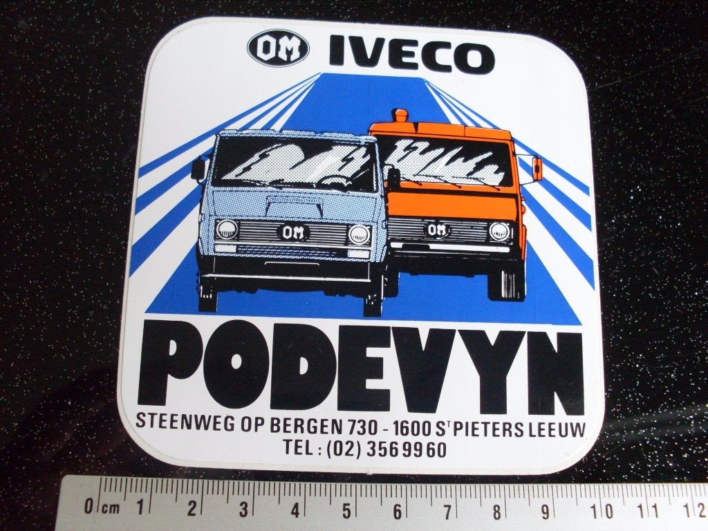sticker iveco podevyn sint pieters leeuw OM logo truck, Verzenden, Zo goed als nieuw, Bedrijf of Vereniging
