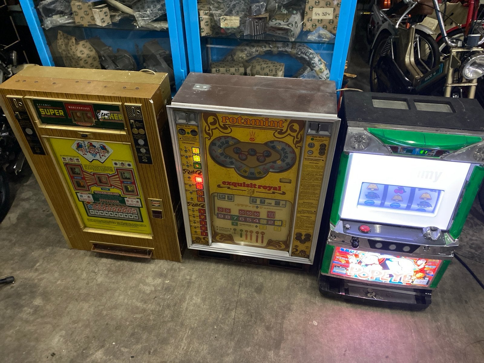 Set van 3 Vintage Gokautomaten - Rotamint, Super, Popeye, Overige munten, Ophalen, Gebruikt