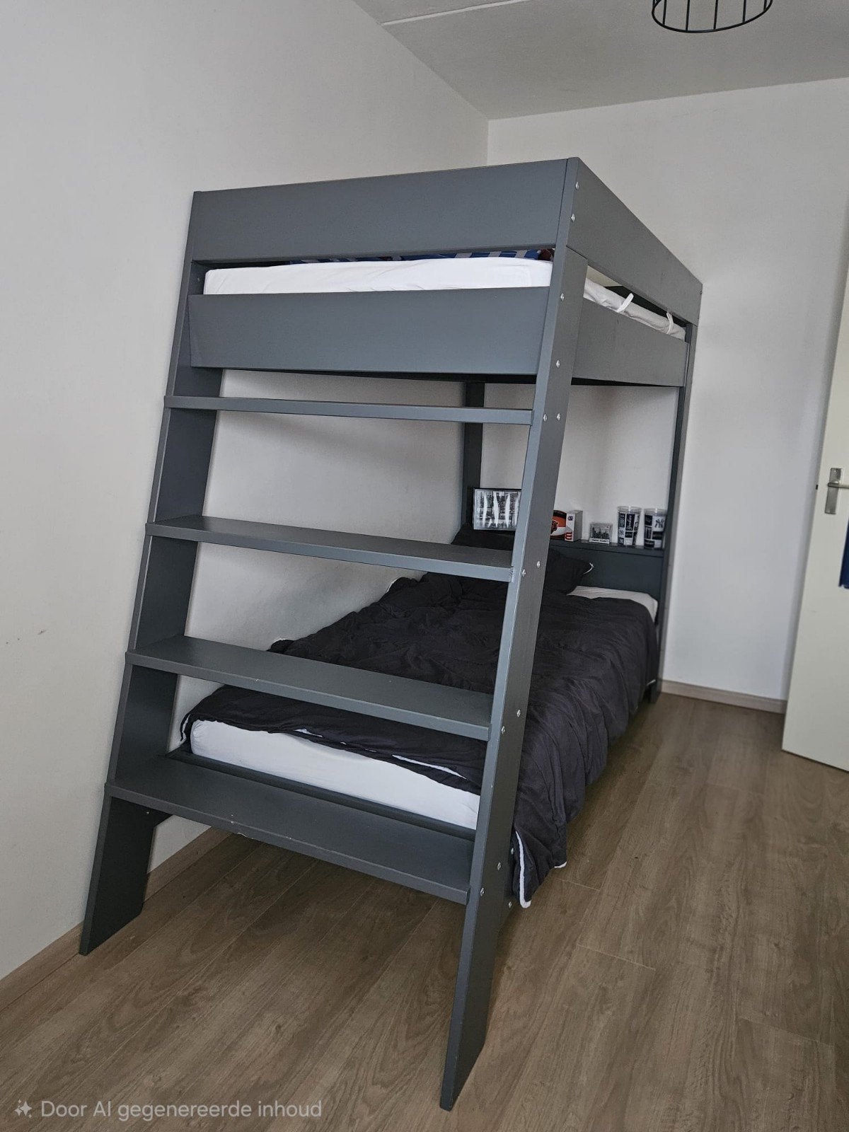 Stapelbed Woood Julien staalgrijs - Gebruikt, Huis en Inrichting, Ophalen, Gebruikt, Stapelbed