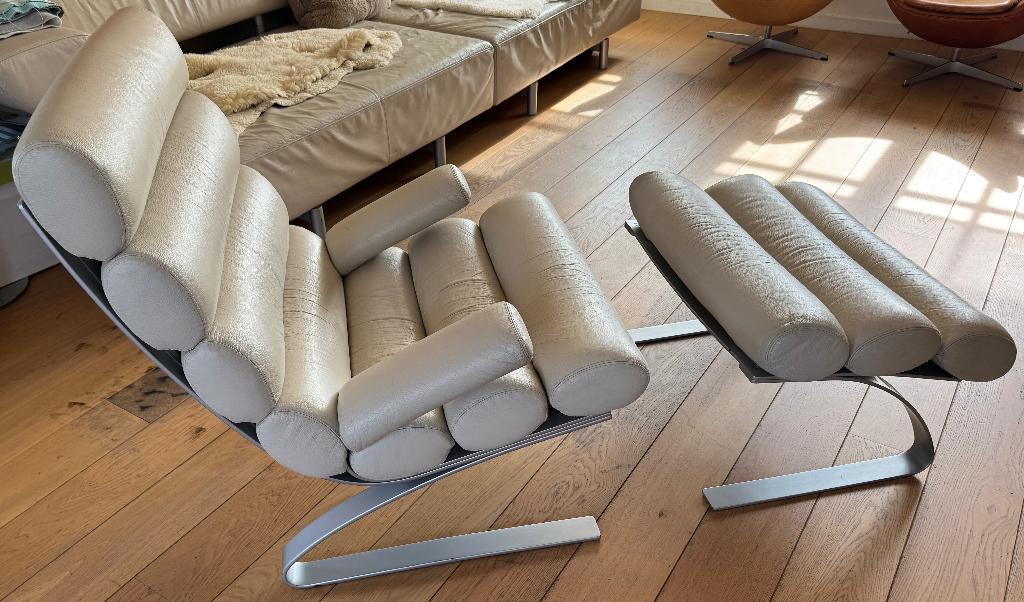 COR Sinus Wit Leer Fauteuil, Huis en Inrichting, Fauteuils, Ophalen, Gebruikt, German contemporary design, 75 tot 100 cm