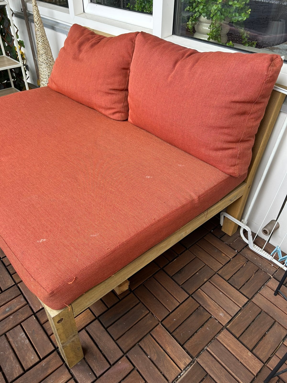 Palletbank met kussens, Ophalen, Zo goed als nieuw, Hout