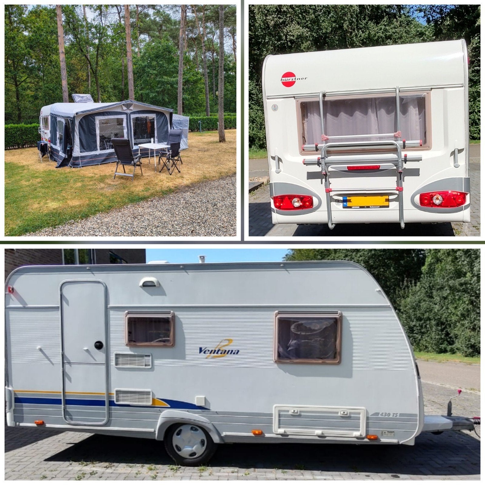 Burstner Ventana 430 TS + voortent '24 + uitbouw '24 complee, Treinzit, Particulier, Bürstner, Fietsenrek