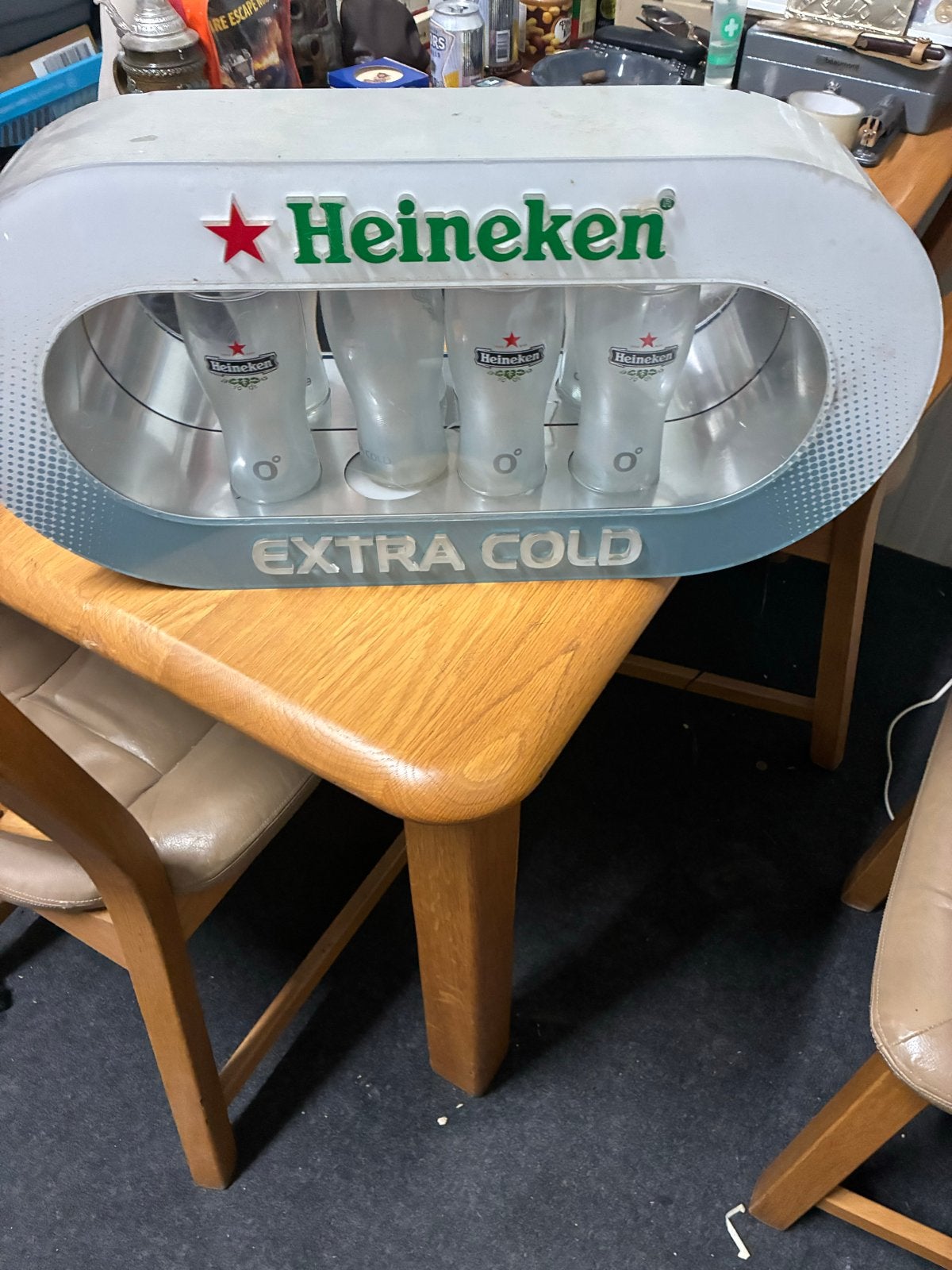 Heineken Extra Cold glazenkoeler met 4 glazen, Ophalen of Verzenden, Gebruikt, Glas of Glazen, Heineken
