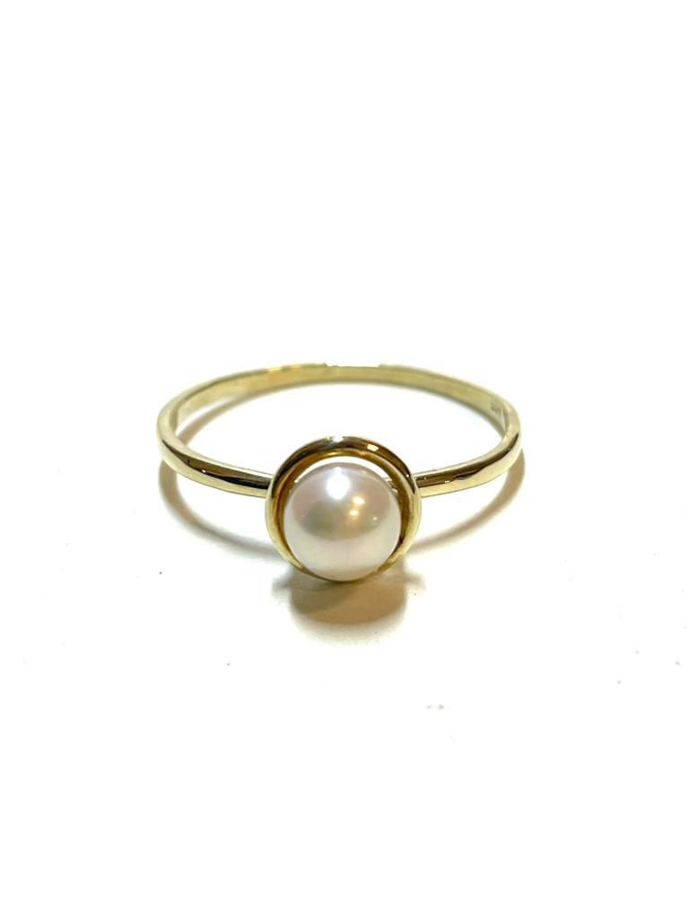 14k gouden ring met een parel, 18 tot 19, -, -, Ophalen of Verzenden