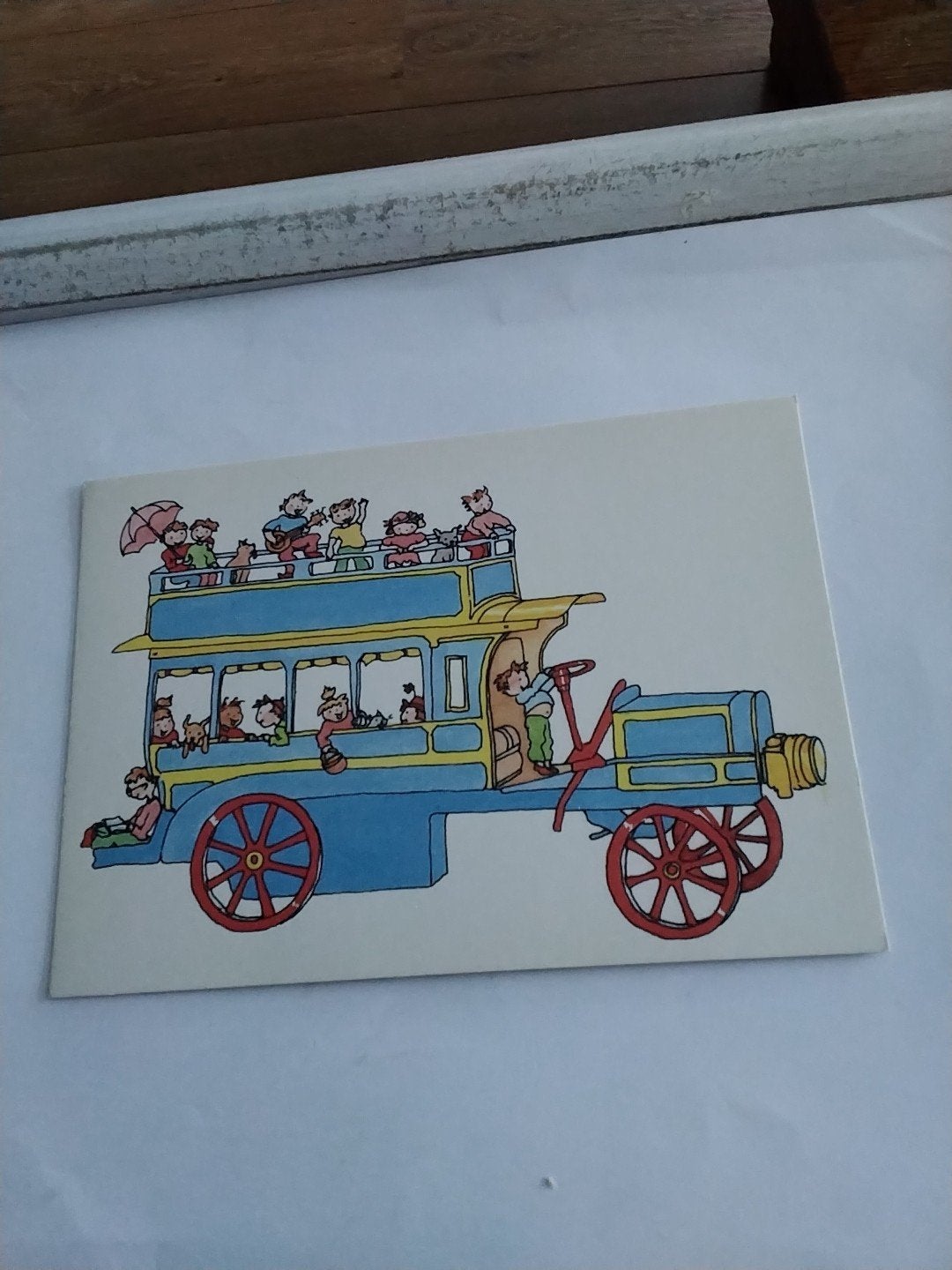 Ans Colijn - Dubbeldekker bus met kinderen - Ansichtkaart, Ophalen of Verzenden, 1980 tot heden, Ongelopen