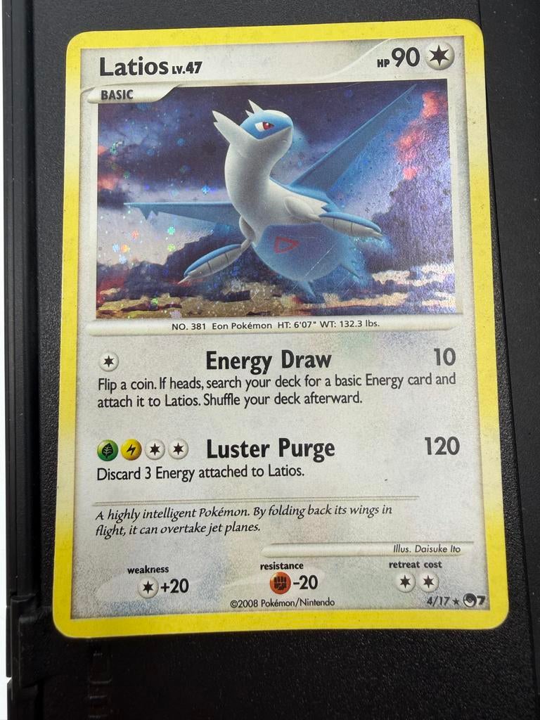 Latios LV.47 Pokémon Kaart - Holo Rare 4/17, Ophalen of Verzenden, Gebruikt, Losse kaart
