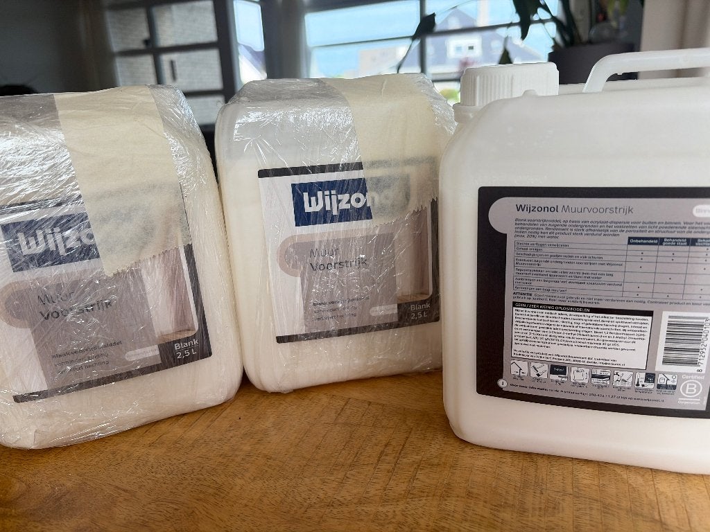 Muur Voorstrijk 3x nieuw! 15€ per stuk, Doe-het-zelf en Verbouw, Verf, Beits en Lak, Minder dan 5 liter, Ophalen of Verzenden