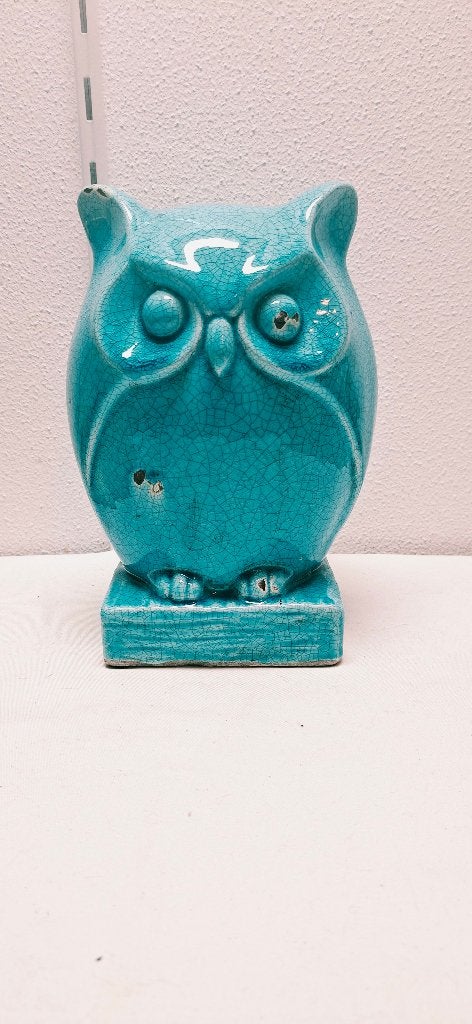 Turquoise Uil Decoratie - Keramiek, Ophalen, Gebruikt, Blauw, Overige stijlen