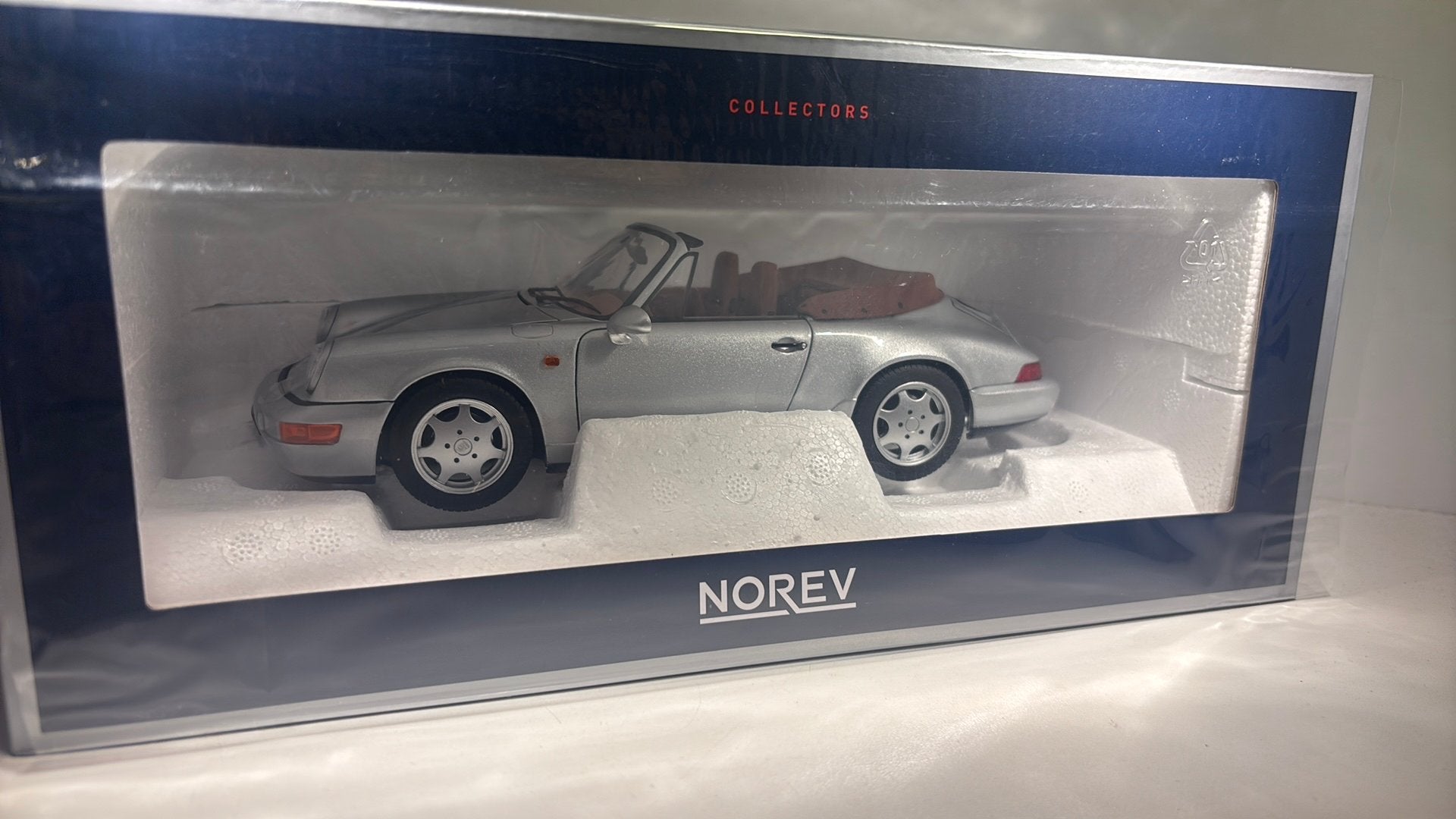 Porsche 911 carrera 2 cabriolet 1990 silver norev 1.18, Norev, Ophalen of Verzenden, A, A