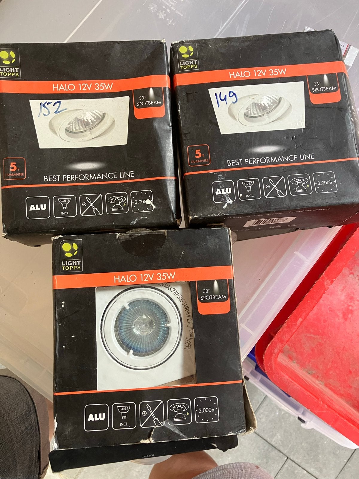 3x Light Topps Halo 12V 35W Inbouwspots GU5.3, Halogeen, Verstelbaar, Overige merken, Nieuw