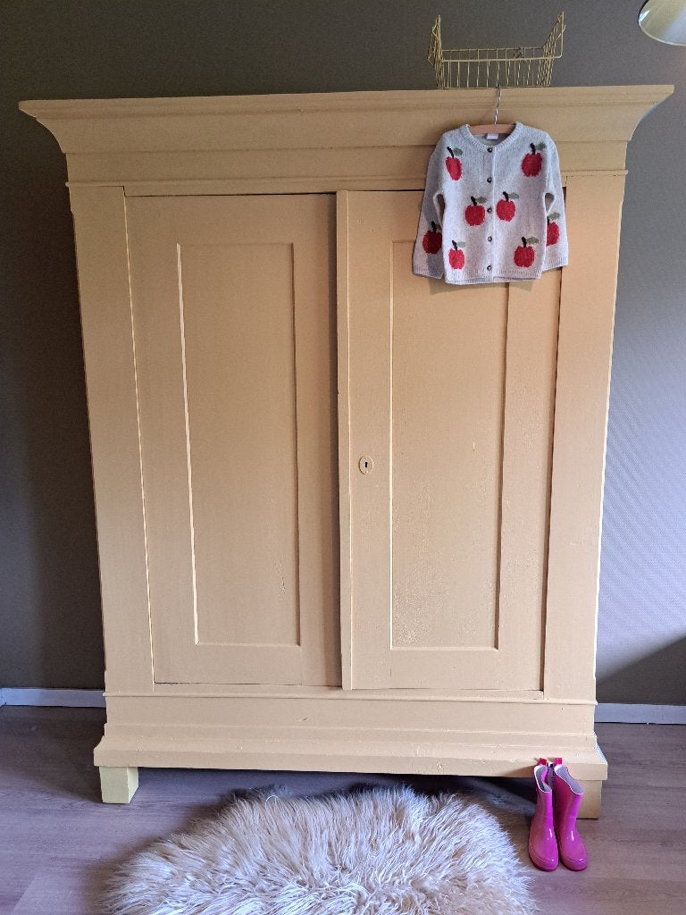 Antieke Brocante Kledingkast, Gebruikt, Met plank(en), 50 tot 100 cm, 25 tot 50 cm