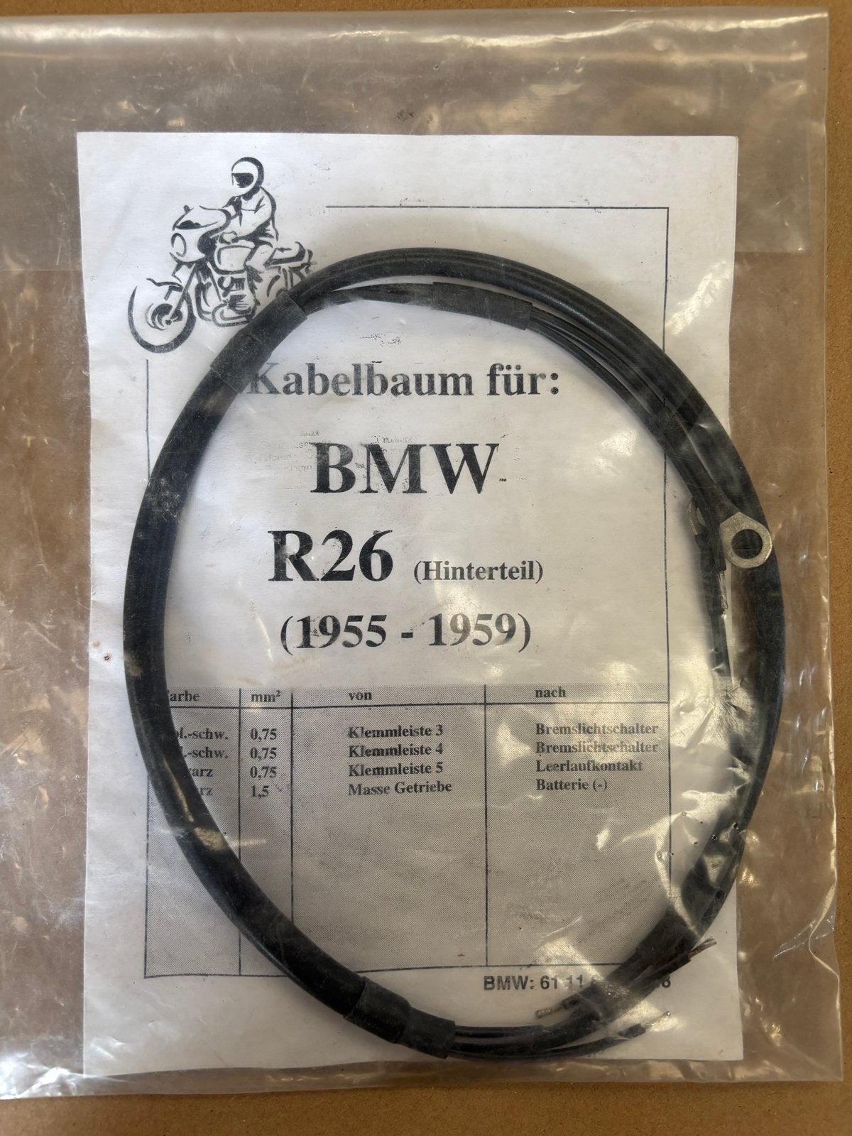 Kabelboom achterzijde, cable harness rearpart, BMW R26, Motoren, Onderdelen | Oldtimers, Ophalen of Verzenden, Nieuw